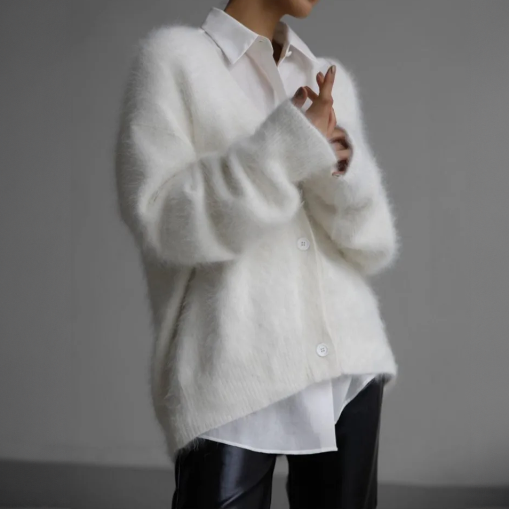 RIBBED KNIT CARDIGAN FOR WOMEN