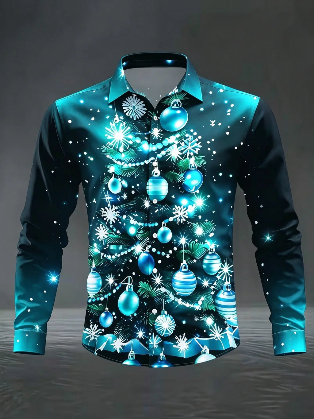 SNOWFLAKE PRINT CHRISTMAS BLOUSE FOR MEN