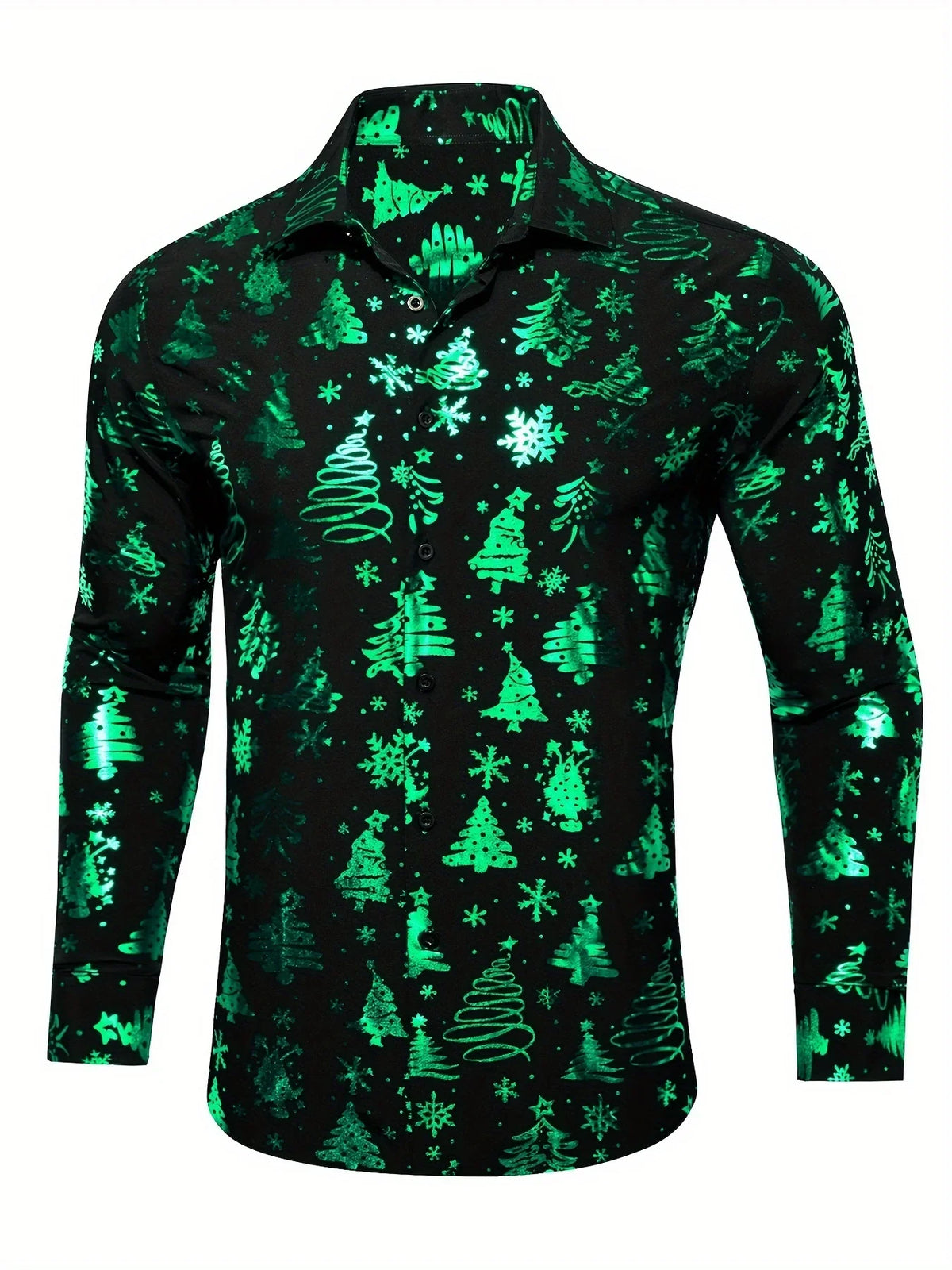 METALLIC PRINT CHRISTMAS BLOUSE FOR MEN