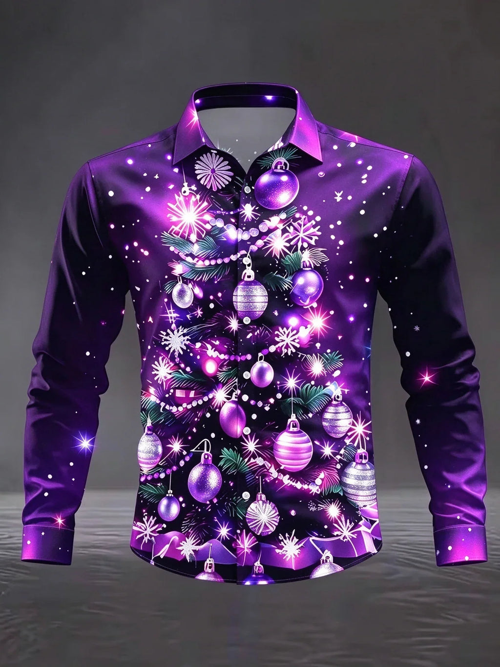 SNOWFLAKE PRINT CHRISTMAS BLOUSE FOR MEN