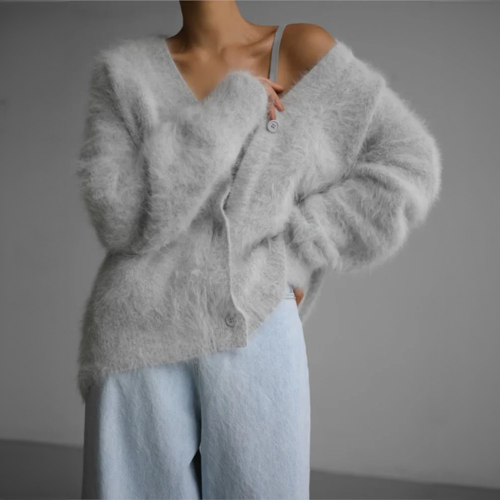 RIBBED KNIT CARDIGAN FOR WOMEN