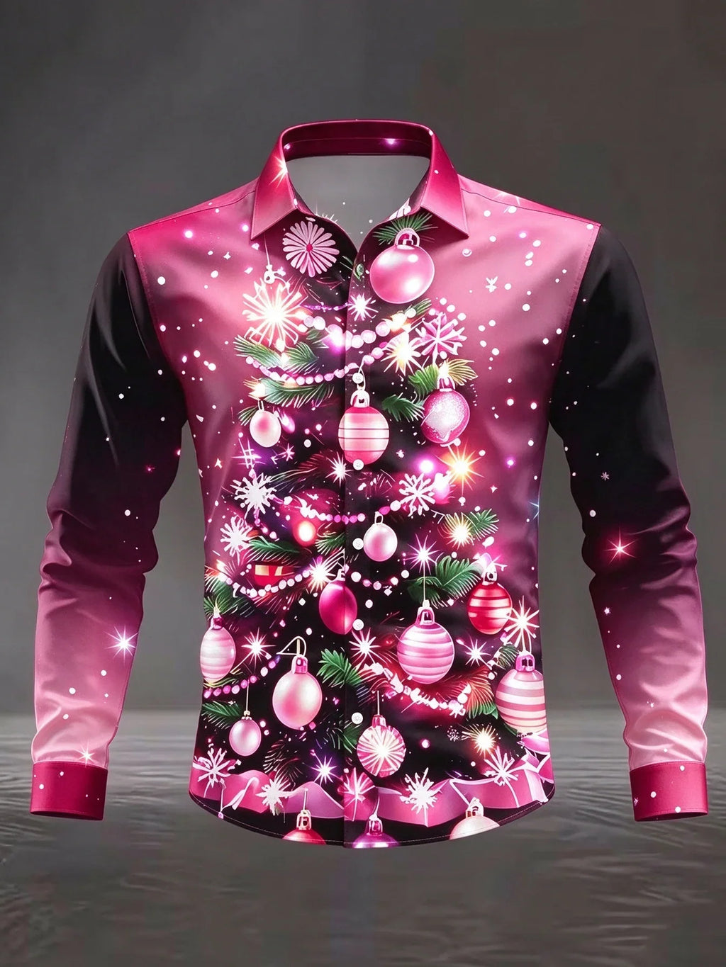 SNOWFLAKE PRINT CHRISTMAS BLOUSE FOR MEN