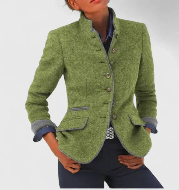 CONTRAST TRIM LAPEL BLAZER FOR WOMEN