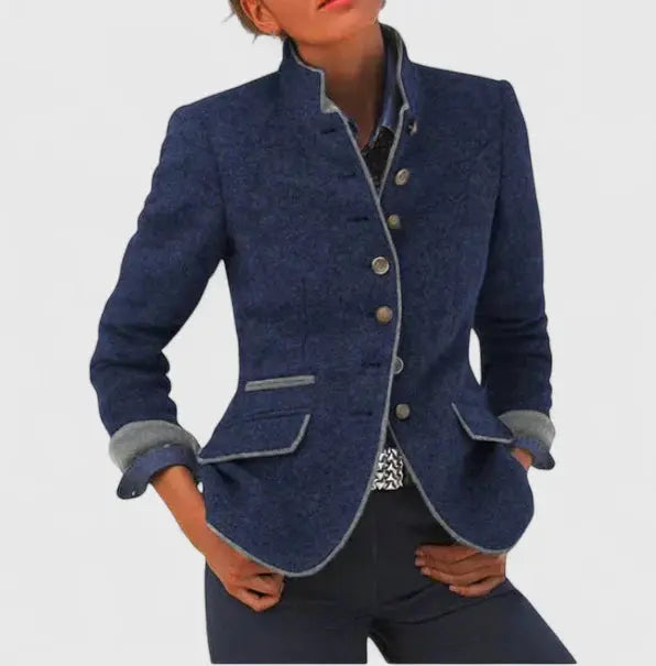 CONTRAST TRIM LAPEL BLAZER FOR WOMEN