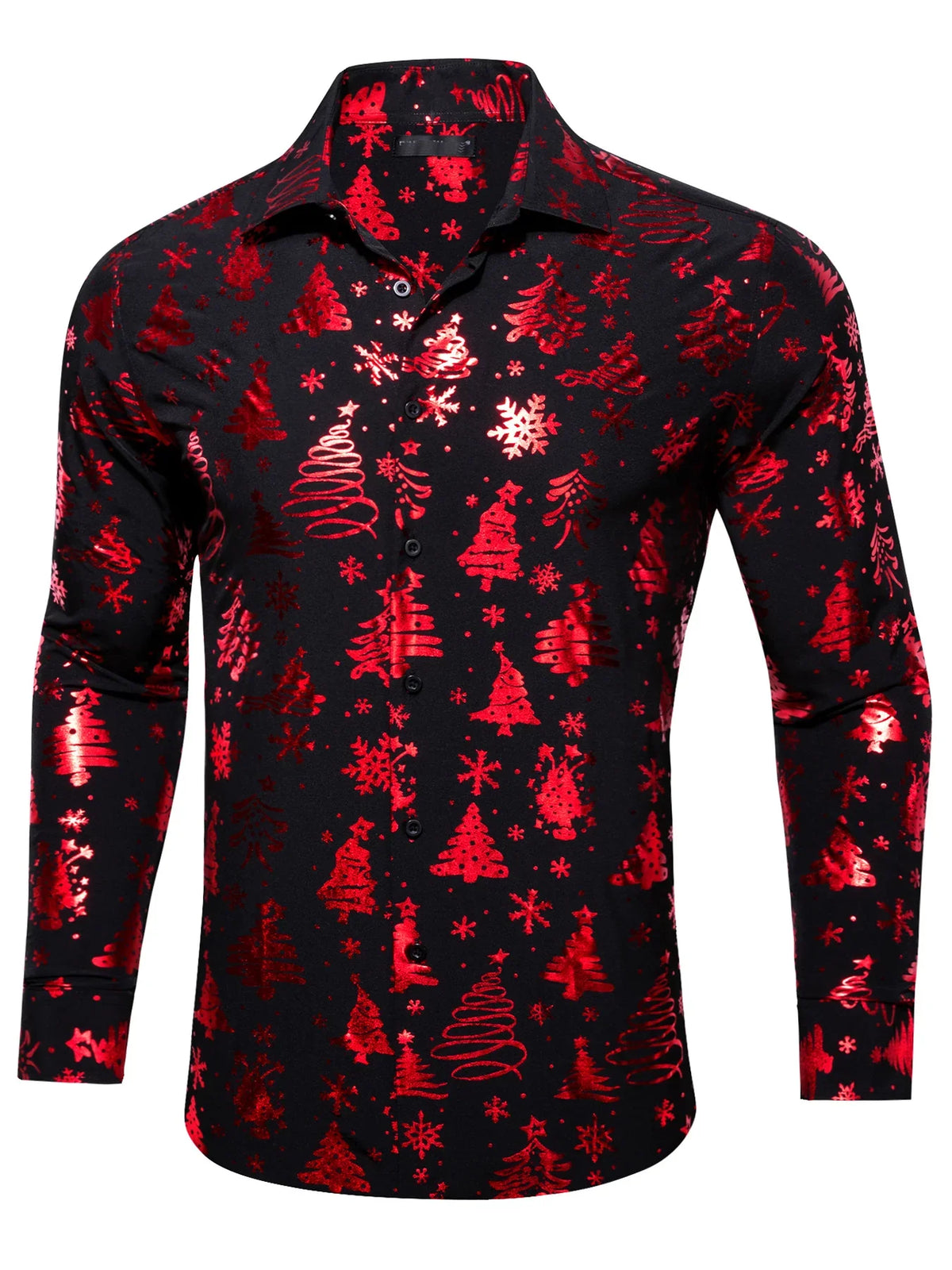 METALLIC PRINT CHRISTMAS BLOUSE FOR MEN