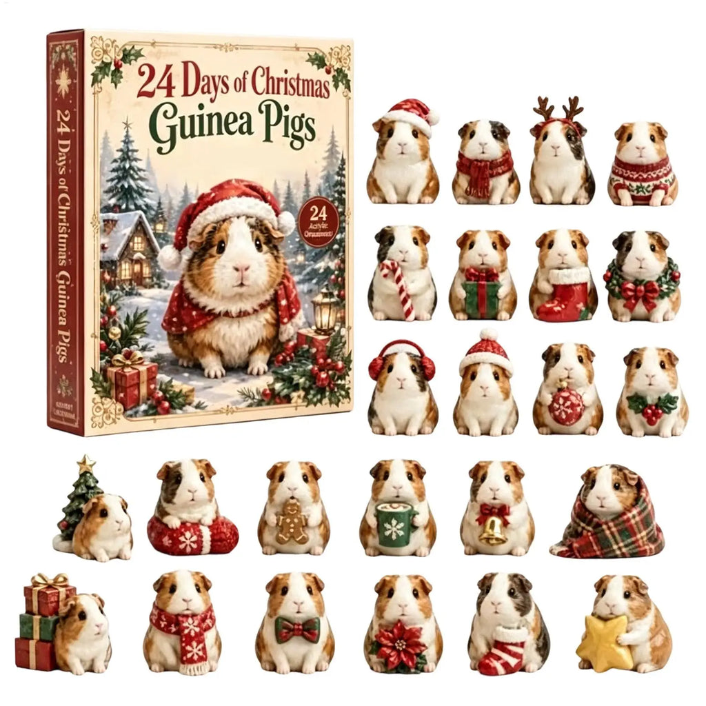 GUINEA PIG ADVENT CALENDAR – 24 NUMBERED ACRYLIC ORNAMENTS