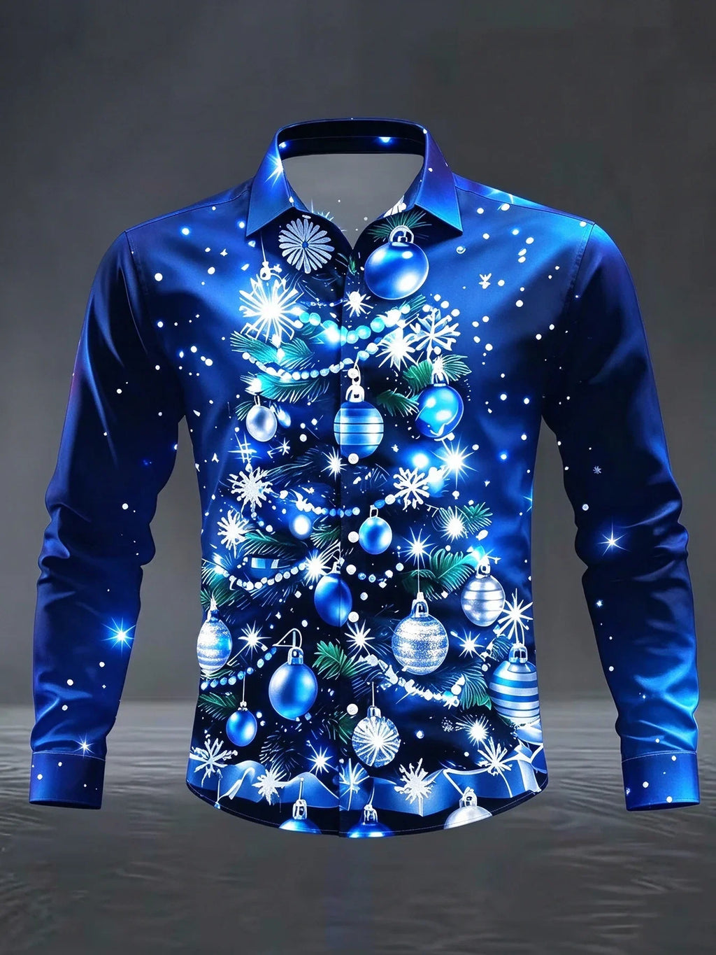 SNOWFLAKE PRINT CHRISTMAS BLOUSE FOR MEN