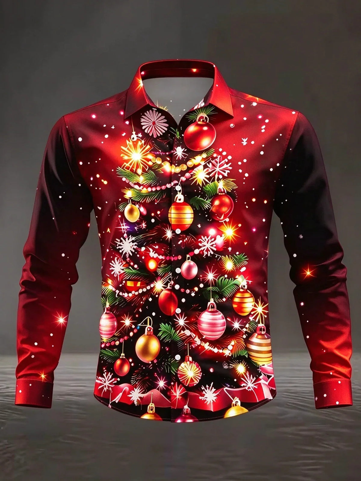 SNOWFLAKE PRINT CHRISTMAS BLOUSE FOR MEN