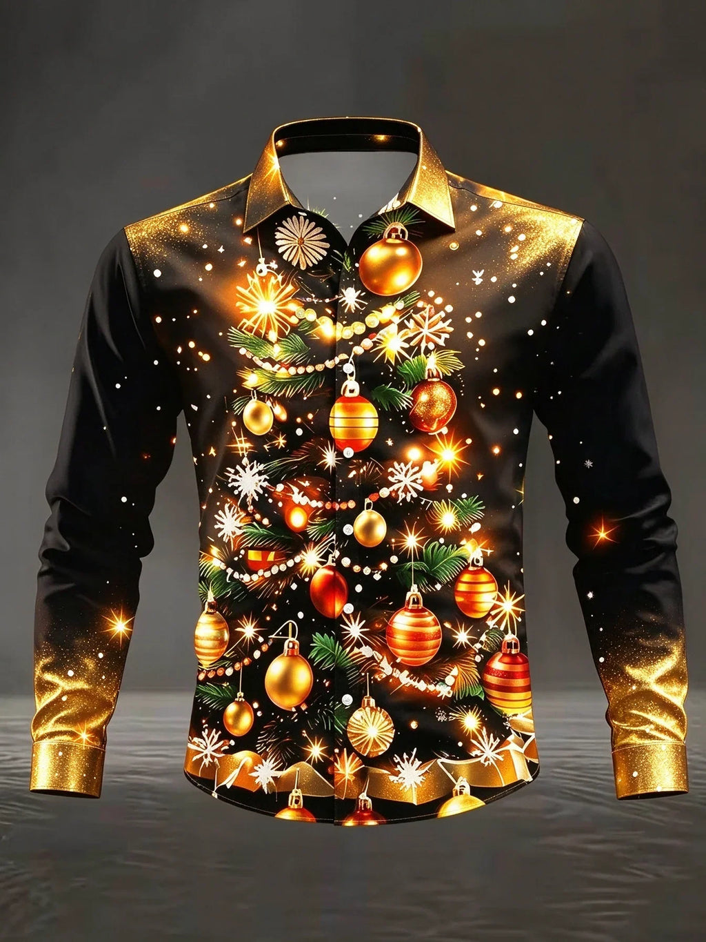 SNOWFLAKE PRINT CHRISTMAS BLOUSE FOR MEN