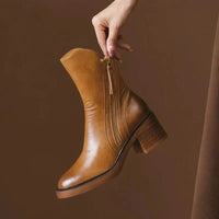 SIDE-ZIP LEATHER BOOT FOR WOMEN