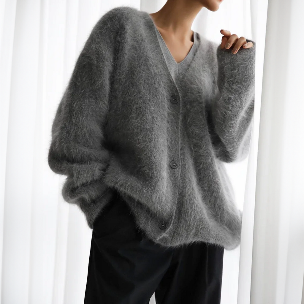 RIBBED KNIT CARDIGAN FOR WOMEN