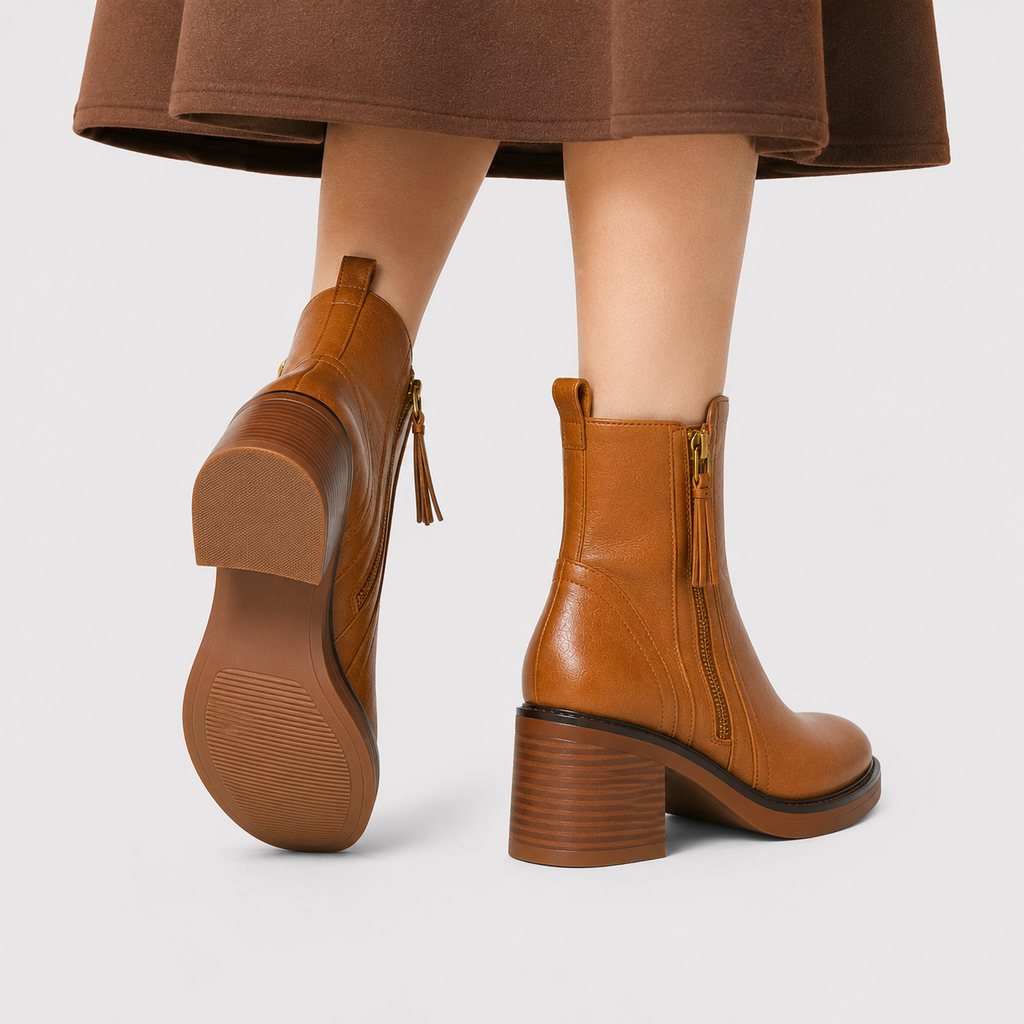 SIDE ZIP ANKLE BOOTS FOR WOMEN