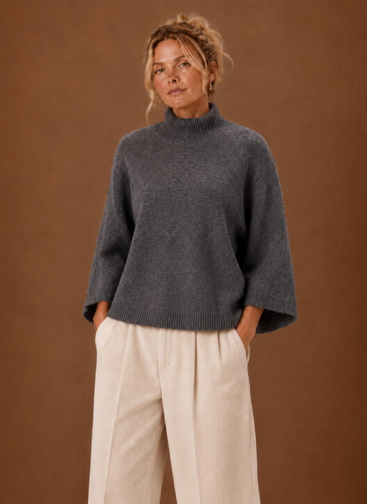 MOCK NECK KNIT SWEATER FOR WOMEN