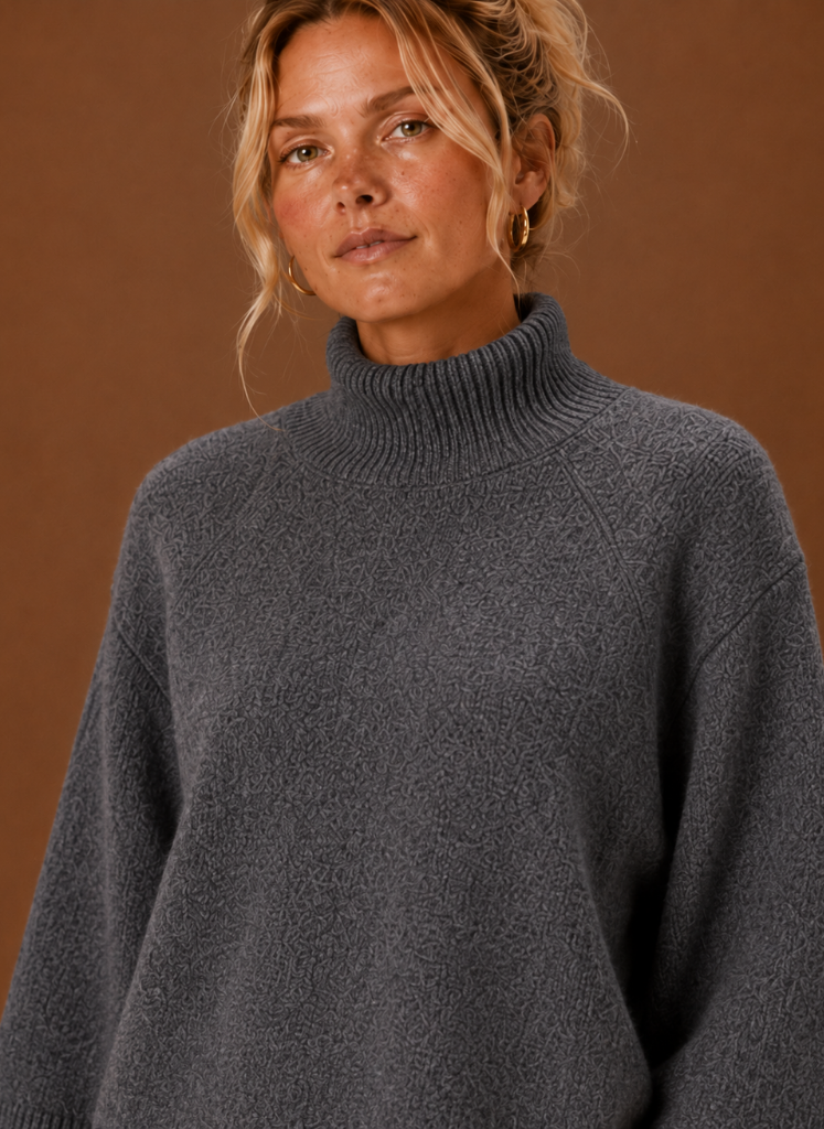 MOCK NECK KNIT SWEATER FOR WOMEN
