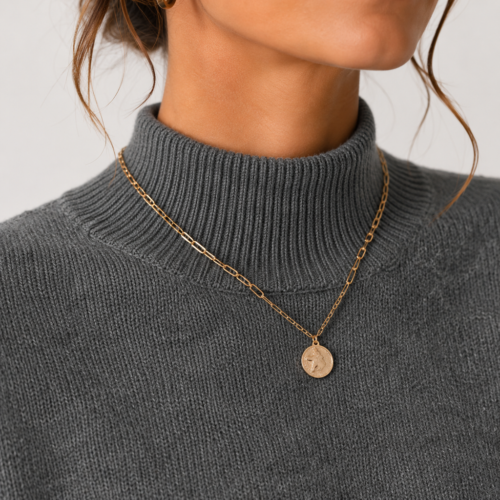 TURTLENECK KNIT SWEATER FOR WOMEN