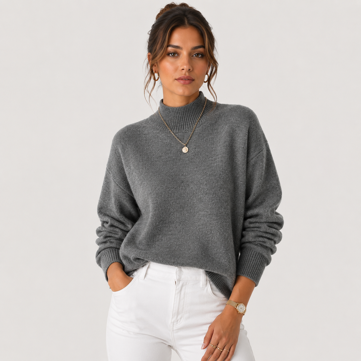 TURTLENECK KNIT SWEATER FOR WOMEN
