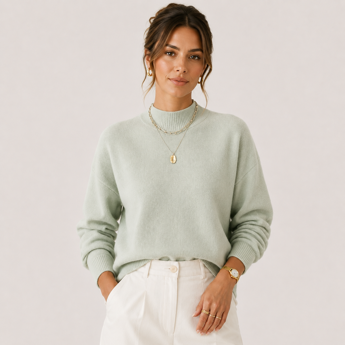 TURTLENECK KNIT SWEATER FOR WOMEN