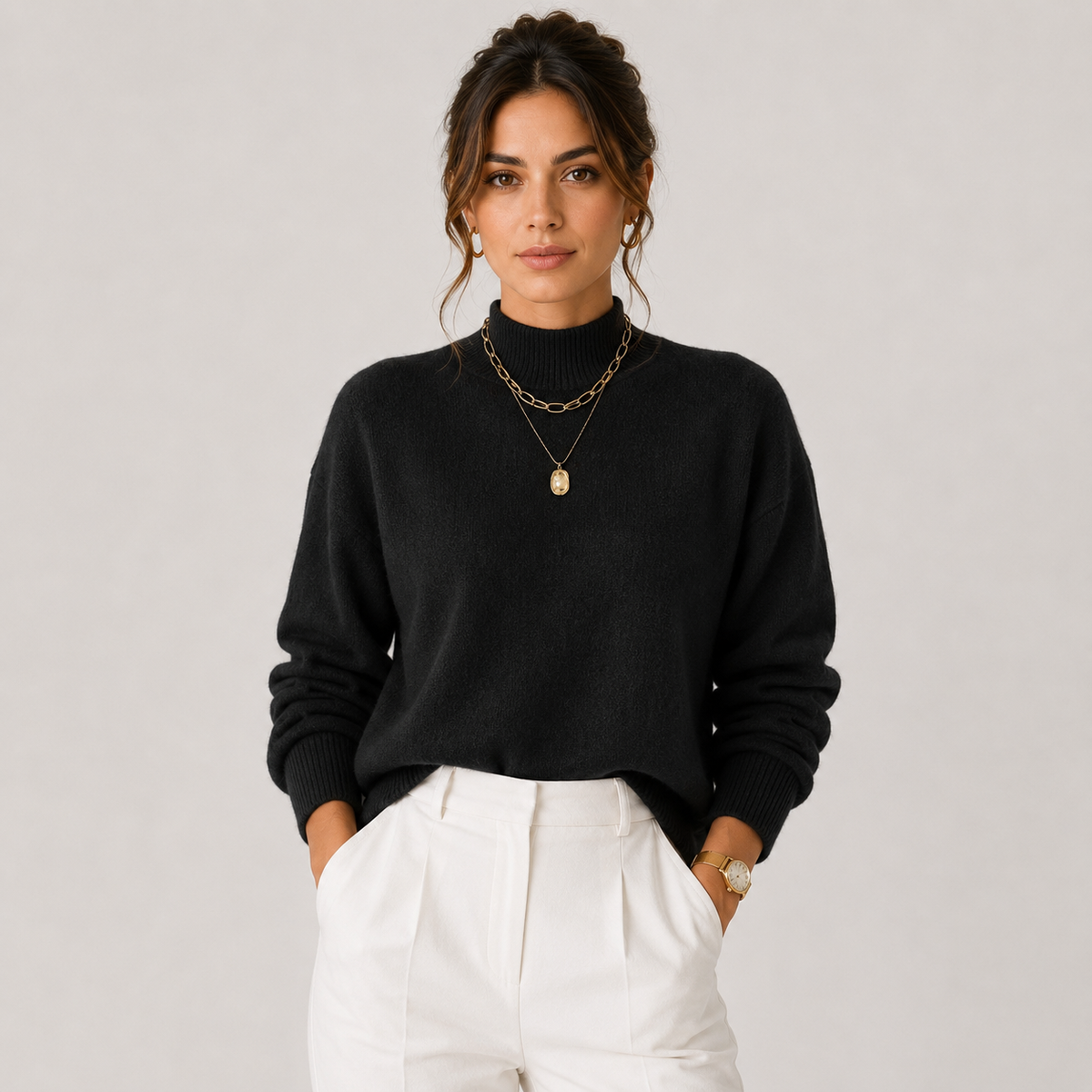 TURTLENECK KNIT SWEATER FOR WOMEN
