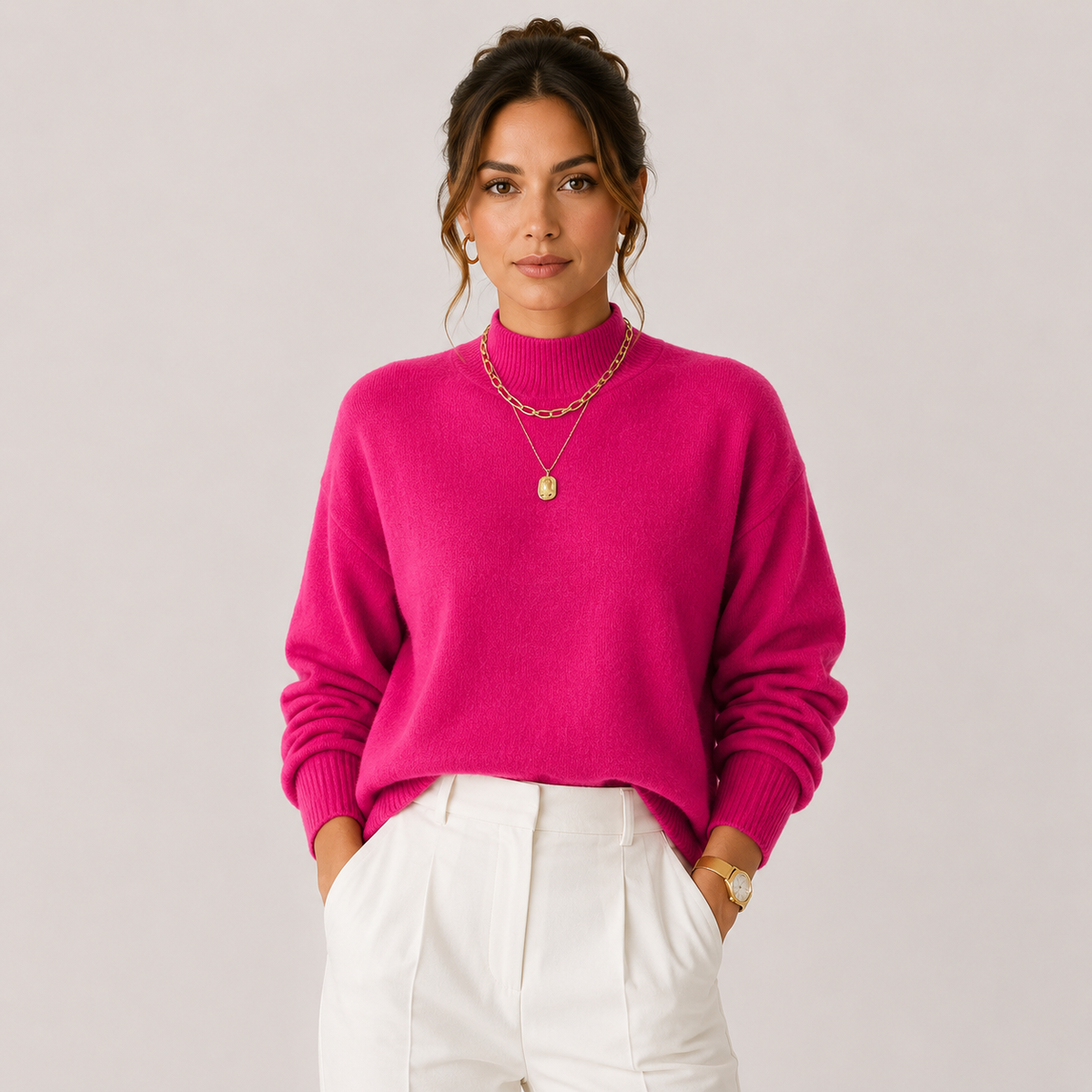 TURTLENECK KNIT SWEATER FOR WOMEN