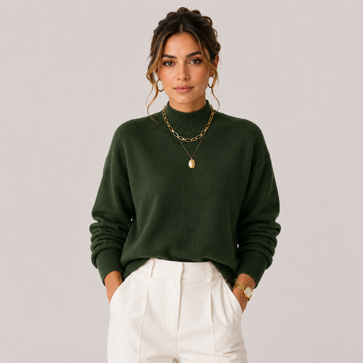 TURTLENECK KNIT SWEATER FOR WOMEN