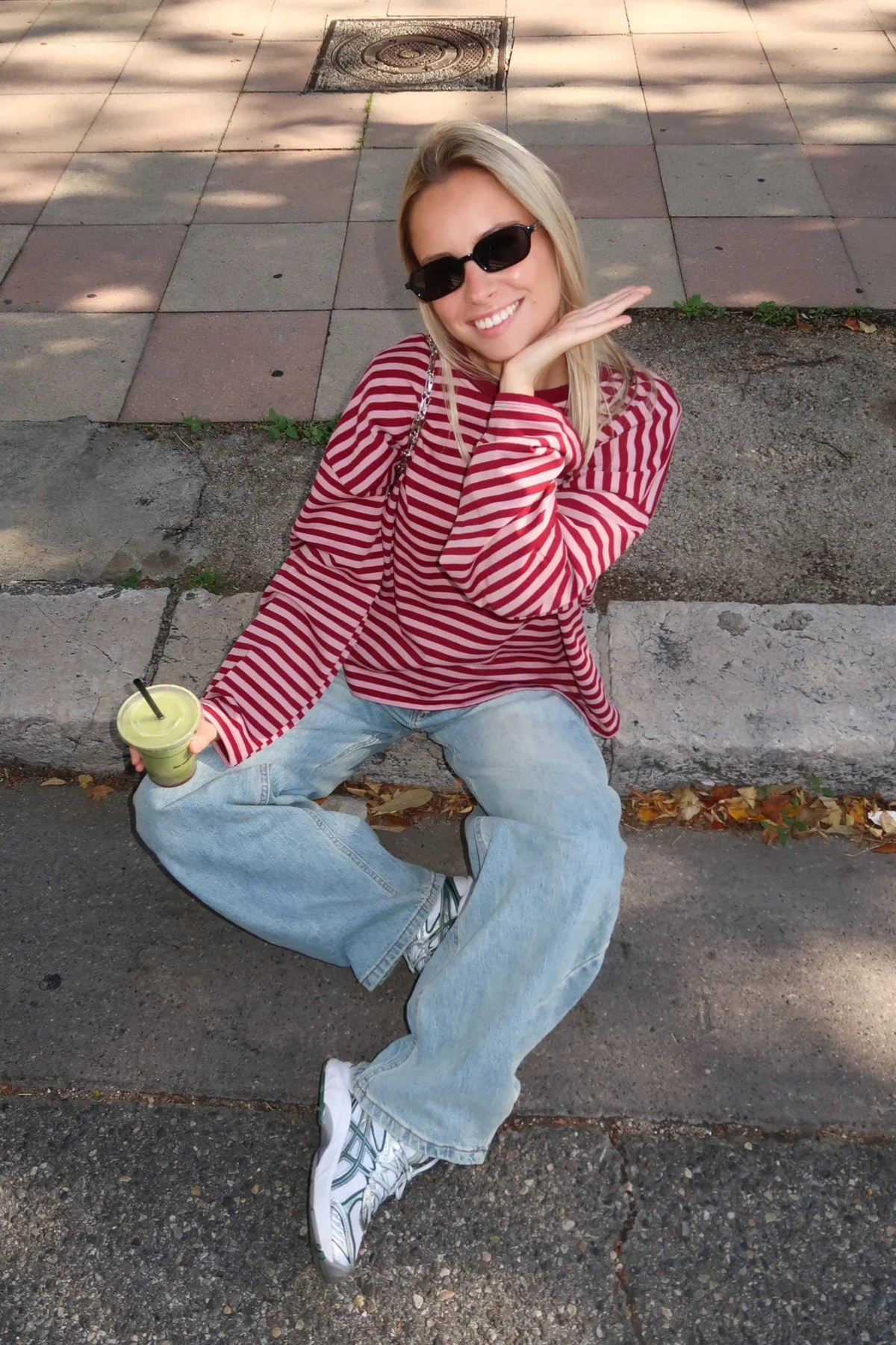 STRIPED OVERSIZED KNIT SWEATER FOR WOMEN