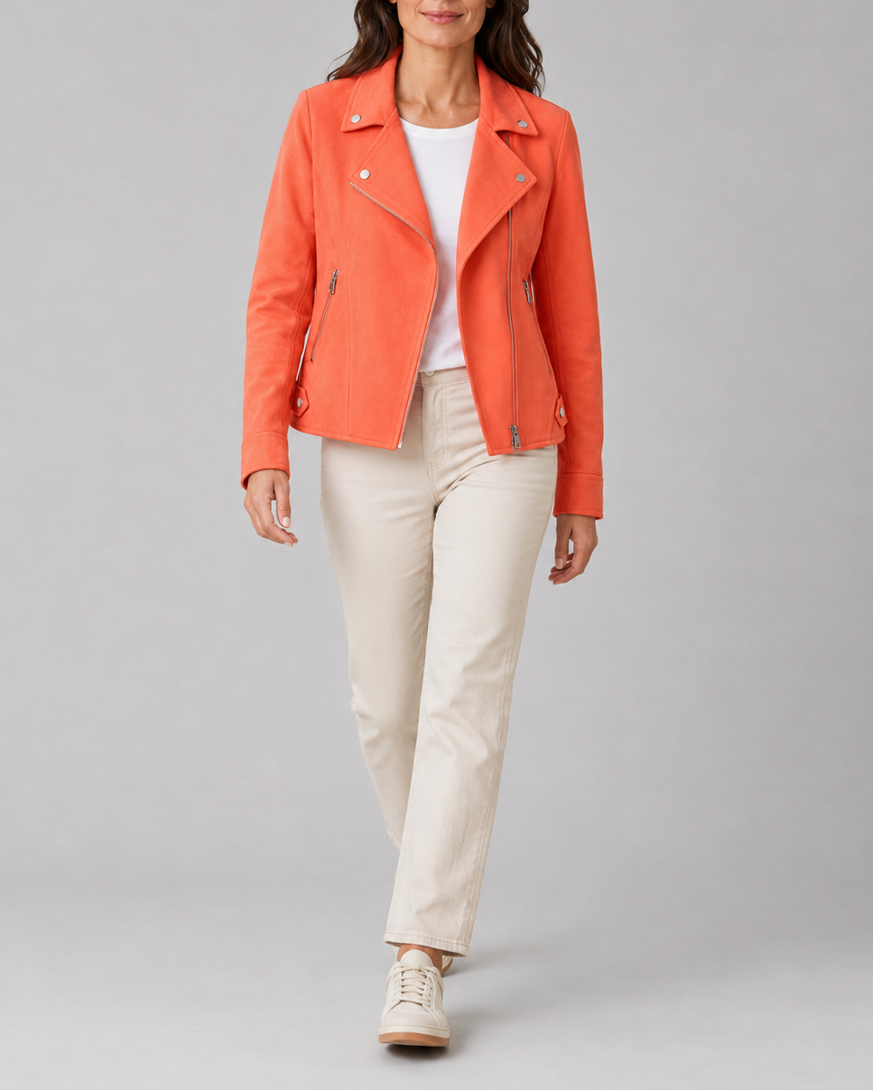 CROPPED MOTO JACKET ZIP UP FOR WOMEN
