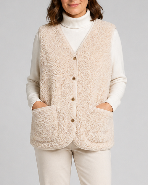 BUTTON FRONT FLEECE JACKET FOR WOMEN