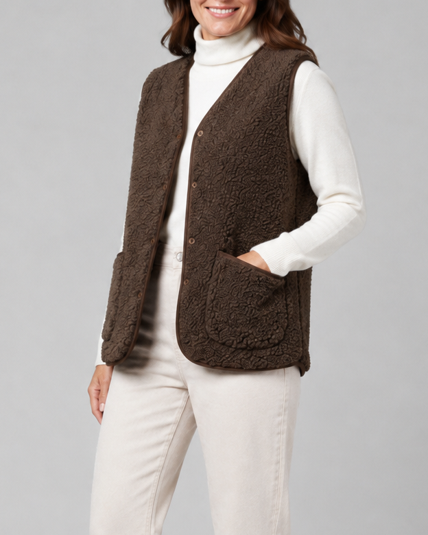 BUTTON FRONT FLEECE JACKET FOR WOMEN