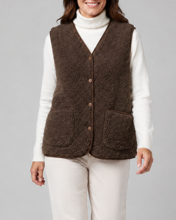 BUTTON FRONT FLEECE JACKET FOR WOMEN