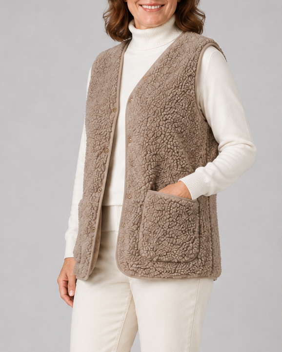 BUTTON FRONT FLEECE JACKET FOR WOMEN