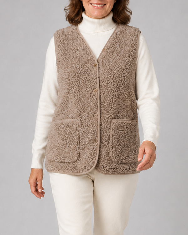BUTTON FRONT FLEECE JACKET FOR WOMEN