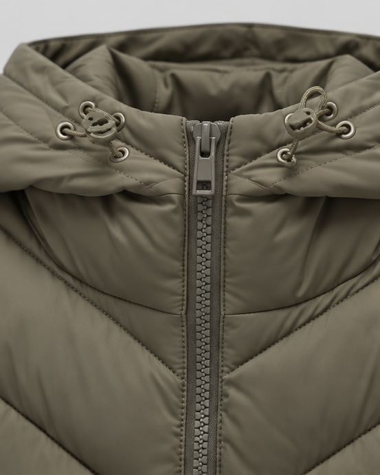 CHEVRON QUILTED PUFFER JACKET FOR WOMEN