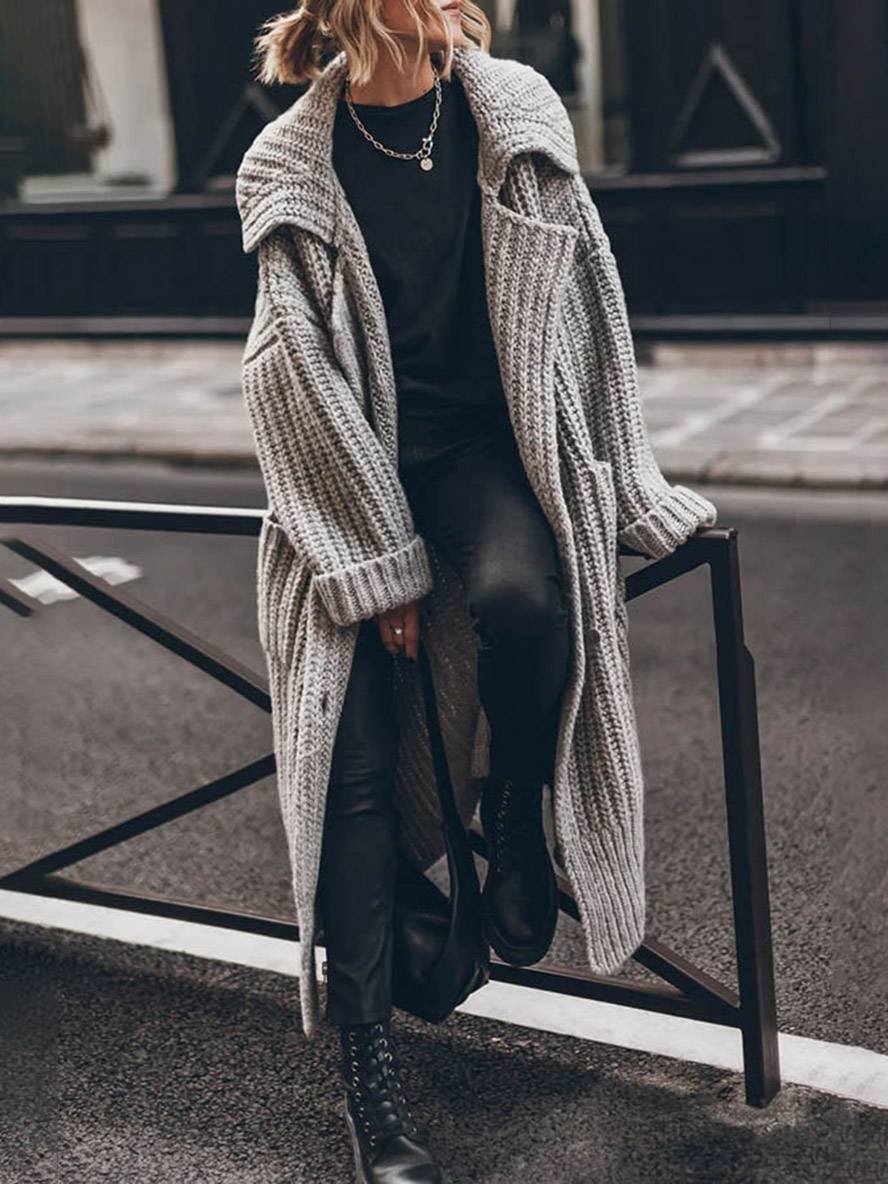 LONGLINE CHUNKY KNIT CARDIGAN FOR WOMEN