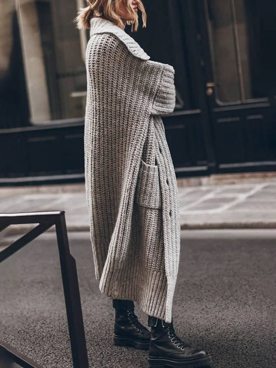LONGLINE CHUNKY KNIT CARDIGAN FOR WOMEN