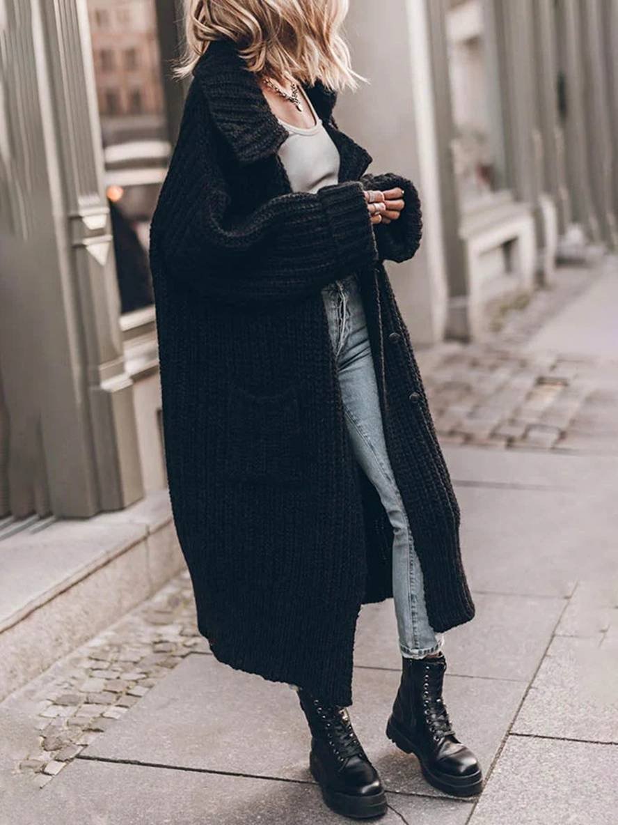 LONGLINE CHUNKY KNIT CARDIGAN FOR WOMEN
