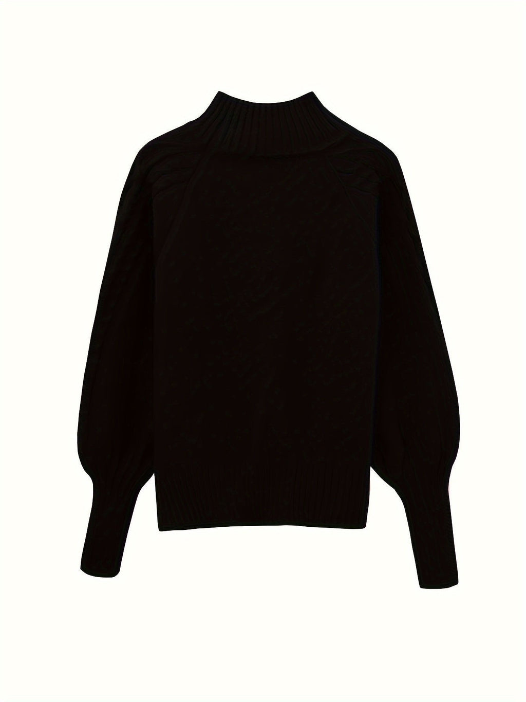 HALF-HIGH COLLAR CABLE KNIT SWEATER FOR WOMEN