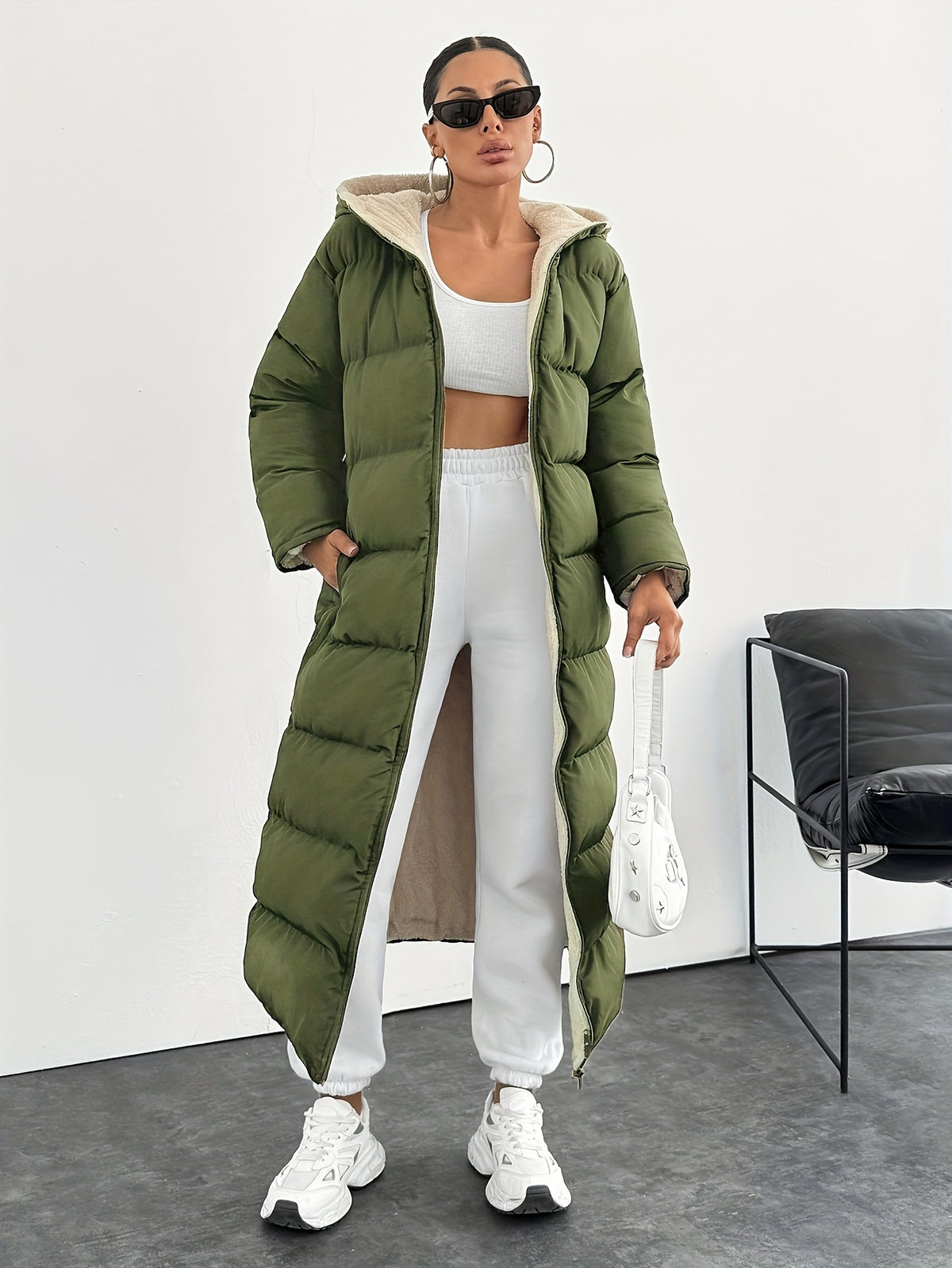 HOODED LONG PUFFER JACKET FOR WOMEN