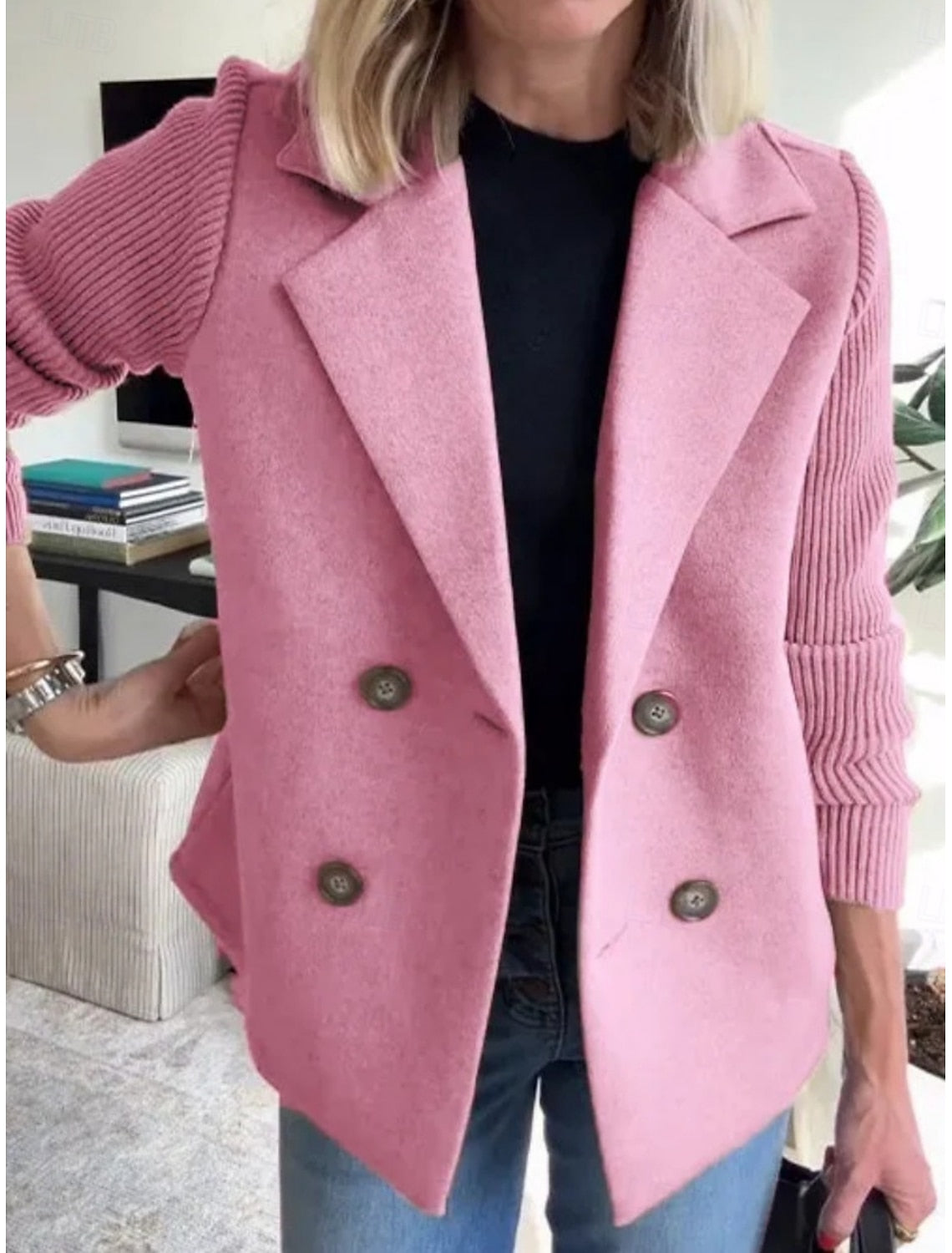 KNIT SLEEVE PANEL BLAZER FOR WOMEN