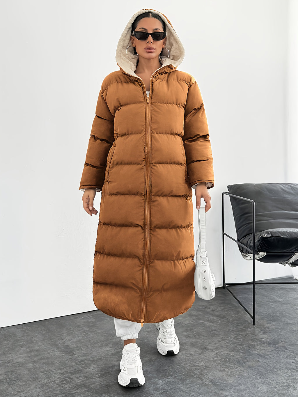HOODED LONG PUFFER JACKET FOR WOMEN