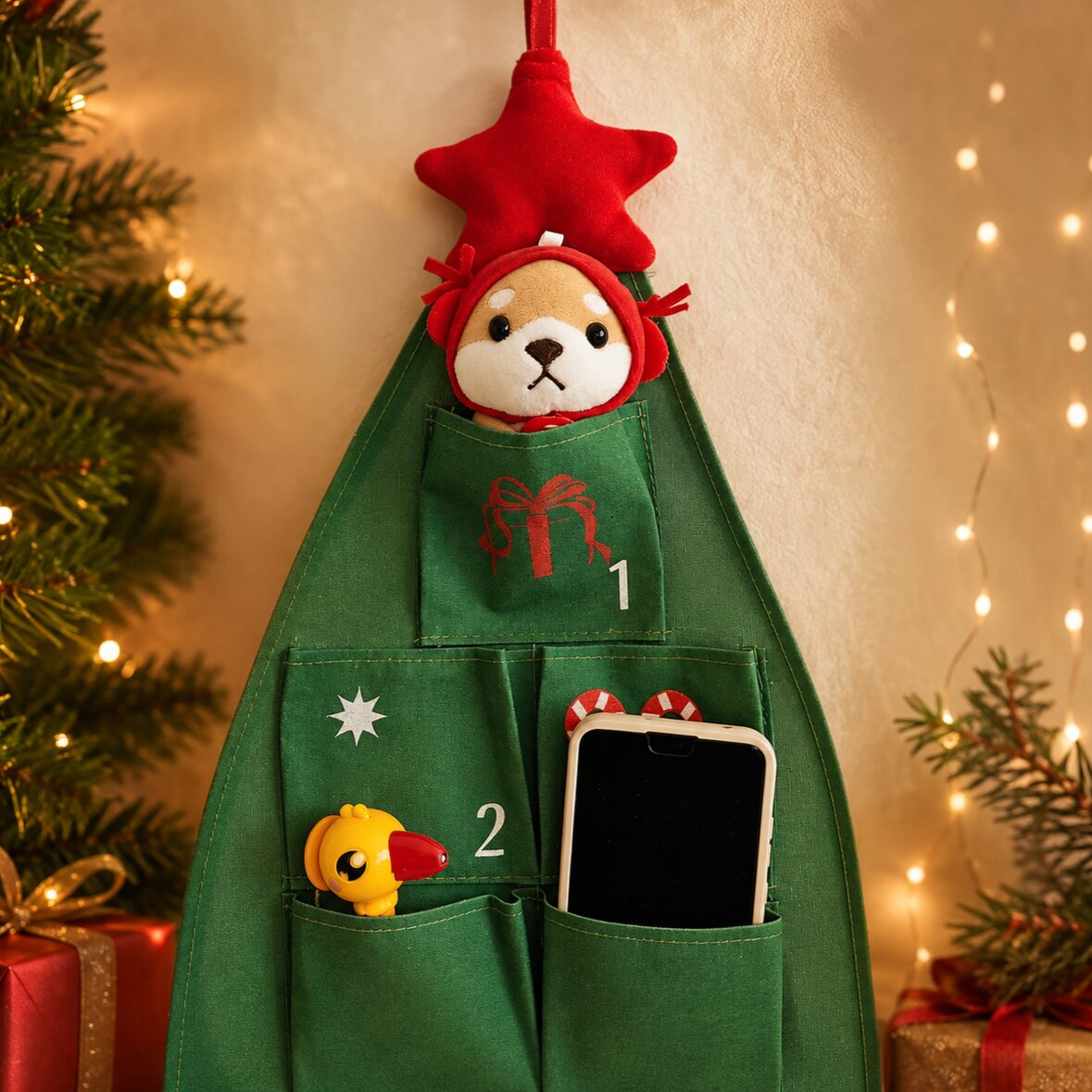 FILLABLE CHRISTMAS TREE ADVENT CALENDAR – 24 REUSABLE FABRIC POCKETS