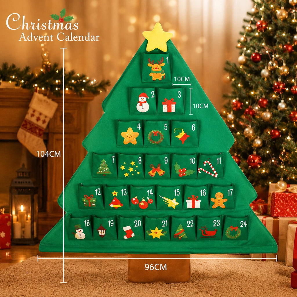 FILLABLE CHRISTMAS TREE ADVENT CALENDAR – 24 REUSABLE FABRIC POCKETS