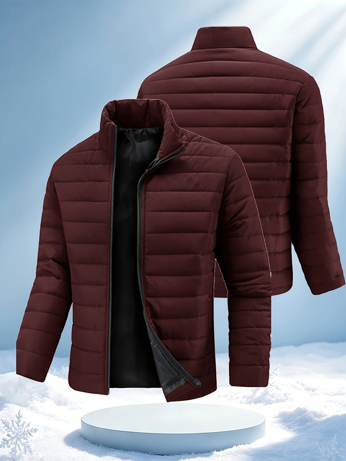 STAND COLLAR PUFFER JACKET FOR MEN
