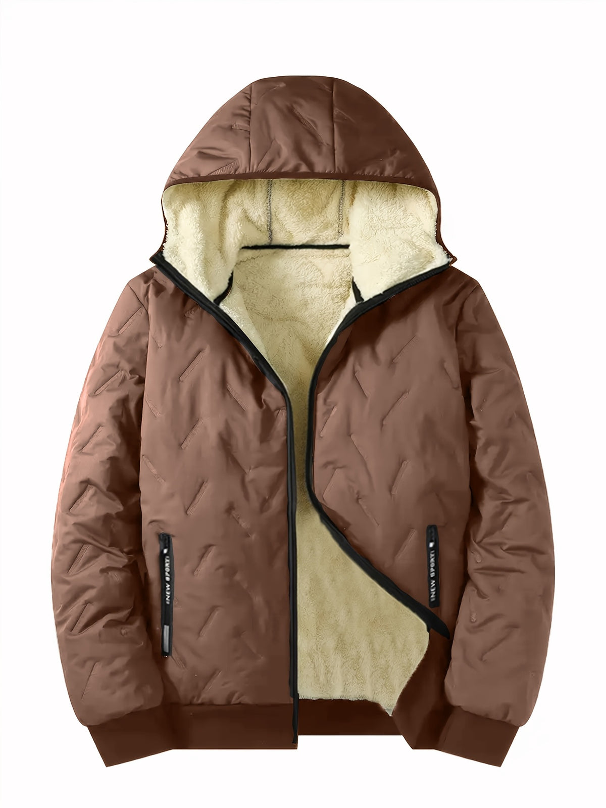 SHERPA LINED HOODED PUFFER JACKET FOR MEN