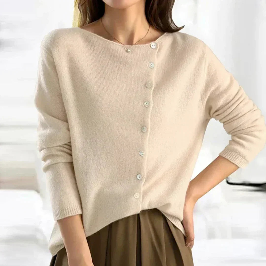 BUTTON-FRONT KNIT CARDIGAN FOR WOMEN