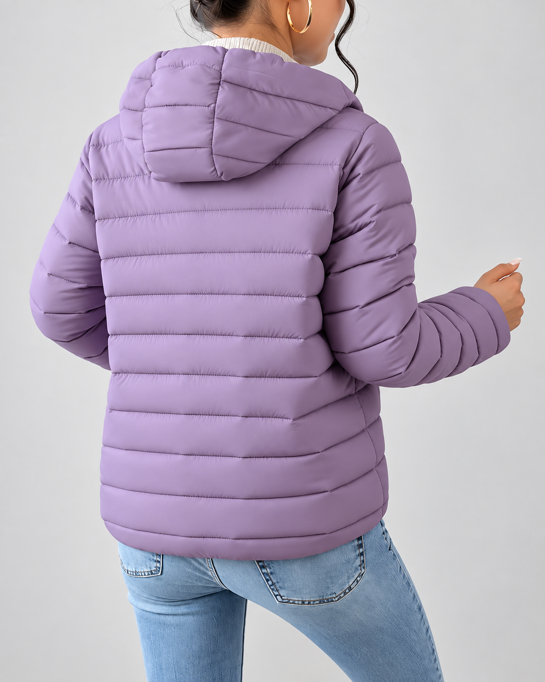 SLIM HOODED PUFFER JACKET FOR WOMEN