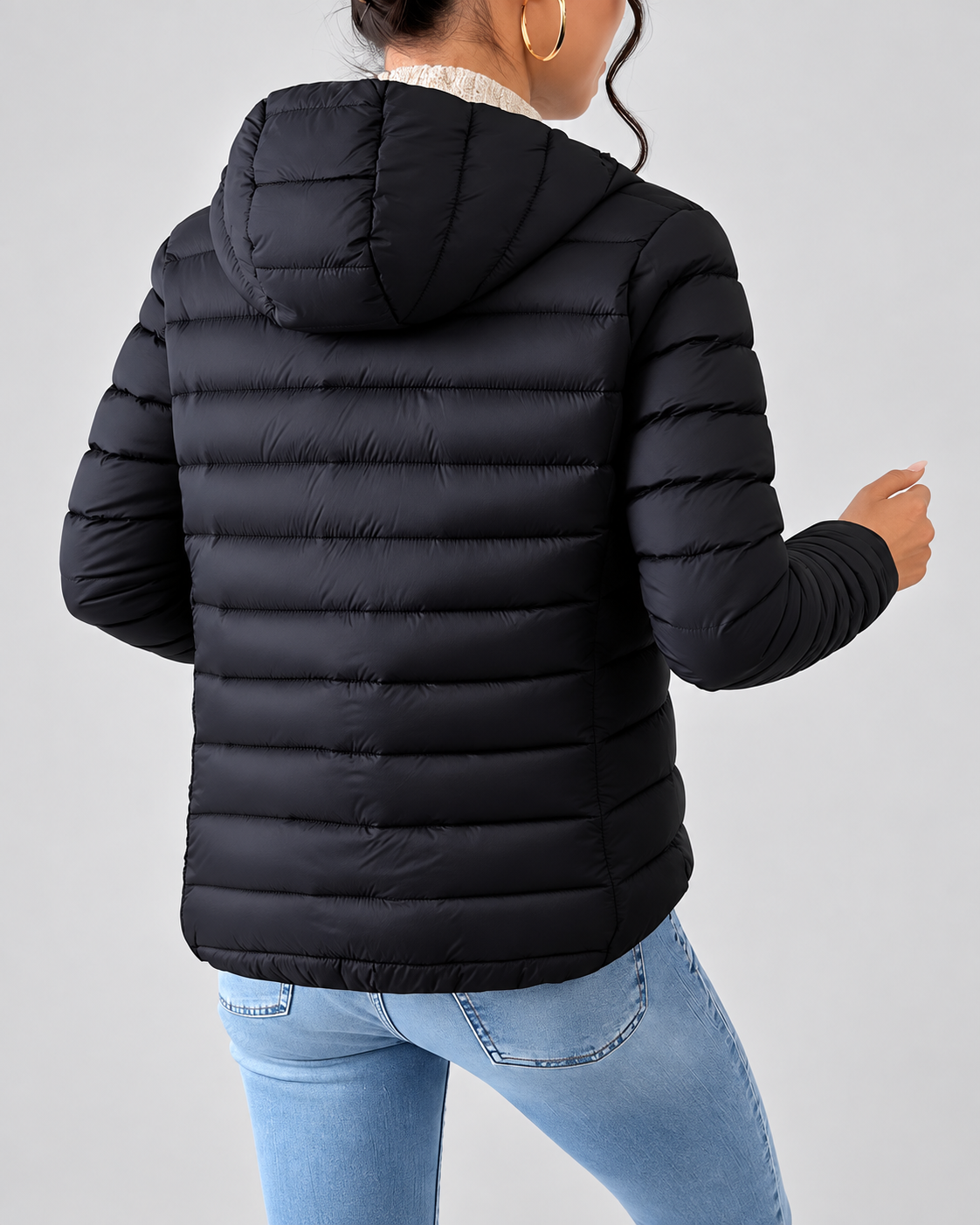 SLIM HOODED PUFFER JACKET FOR WOMEN