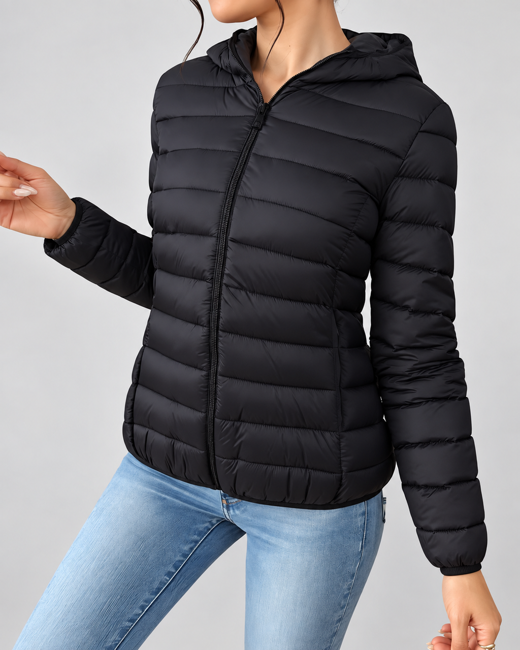 SLIM HOODED PUFFER JACKET FOR WOMEN