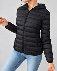 SLIM HOODED PUFFER JACKET FOR WOMEN