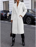 NOTCH LAPEL LONGLINE COAT FOR WOMEN