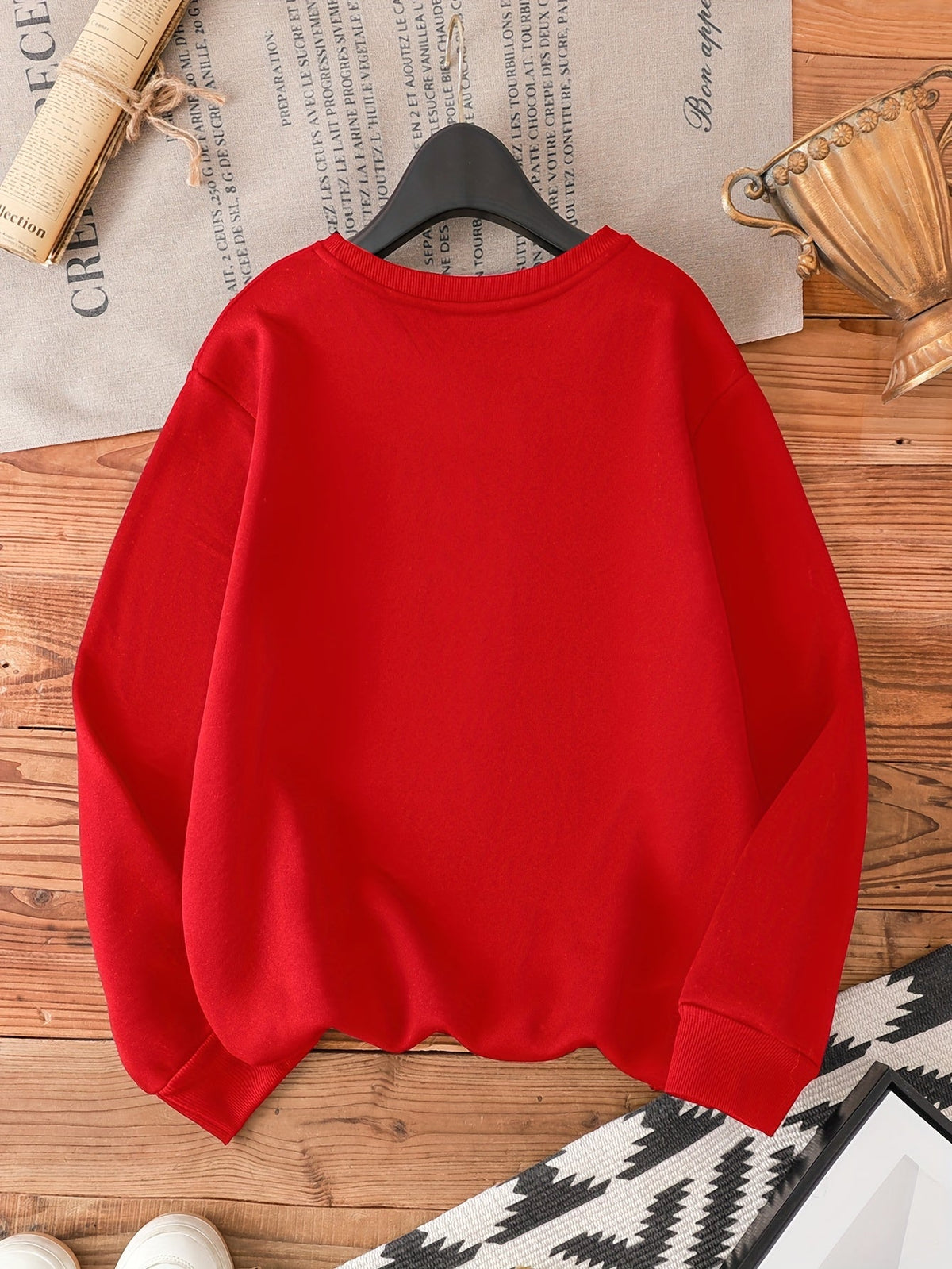 PRINTED CREW NECK CHRISTMAS SWEATER FOR WOMEN